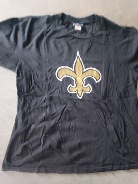 New Orleans Saints Reebok Black Tee with Blue Logo Accent